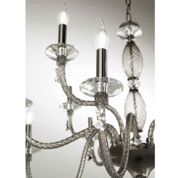 Araña clásica de 18 luces en vidrio soplado y detalles hechos a mano - Phaedra