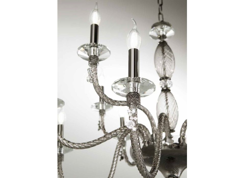 Araña clásica de 18 luces en vidrio soplado y detalles hechos a mano - Phaedra viadurini