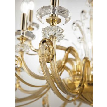 Araña de 18 luces en vidrio soplado y cristal de lujo clásico - Cassea