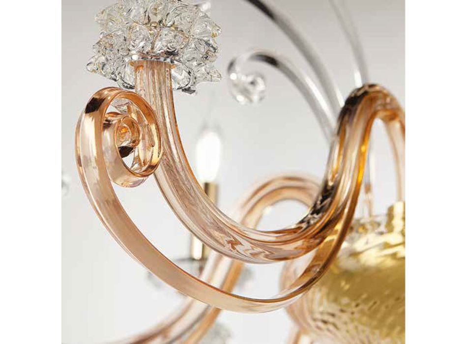Araña de 18 luces en vidrio soplado y cristal de lujo clásico - Cassea viadurini