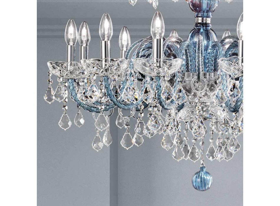 Lámpara de araña de 18 luces en vidrio veneciano y metal clásico - estilo florentino viadurini