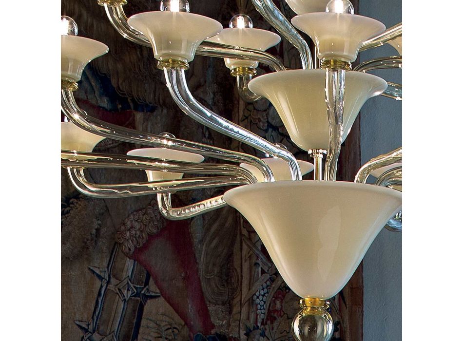 Araña 21 Luces en Venecia Cristal y Metal Dorado Made in Italy - Ismail