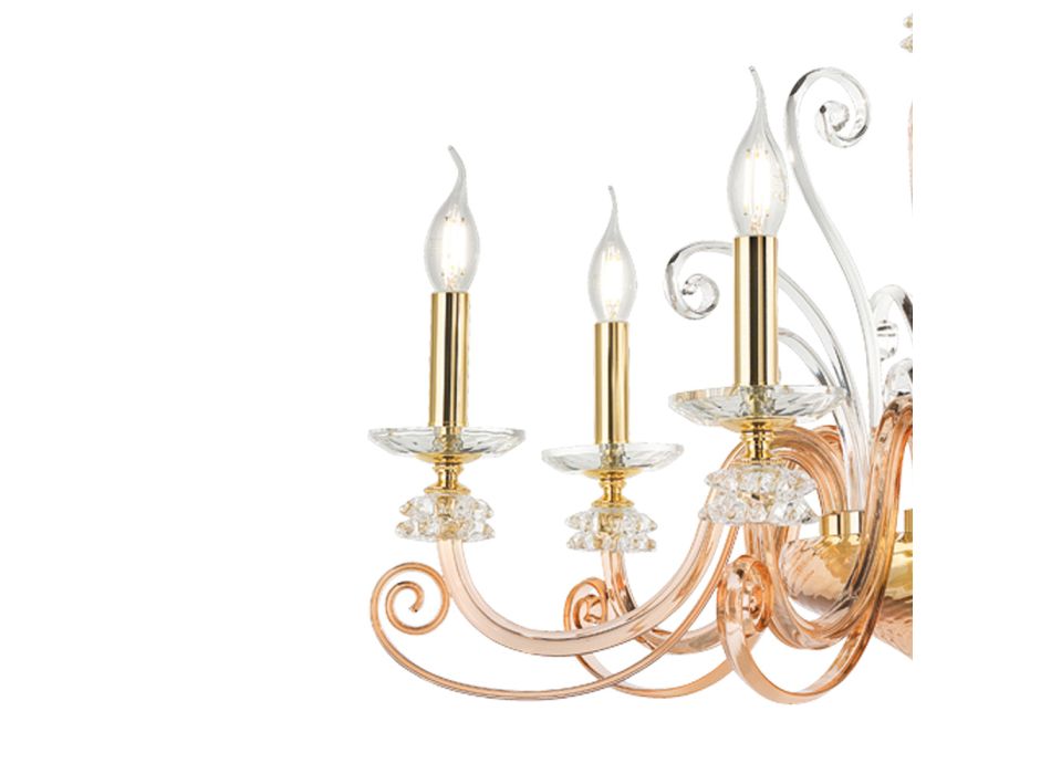 Araña de 24 luces en vidrio soplado y cristal de lujo clásico - Cassea viadurini