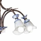 Lámpara de araña artesanal de 5 luces de metal, cerámica y cristal floral - Vicenza viadurini