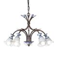 Lámpara de araña artesanal de 5 luces de metal, cerámica y cristal floral - Vicenza