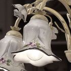 Araña de 5 luces en metal y cerámica decorada a mano y rosas - Pisa viadurini