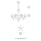 Araña de 5 Luces en Vidrio Veneciano y Metal Clásico - Estilo Florentino viadurini