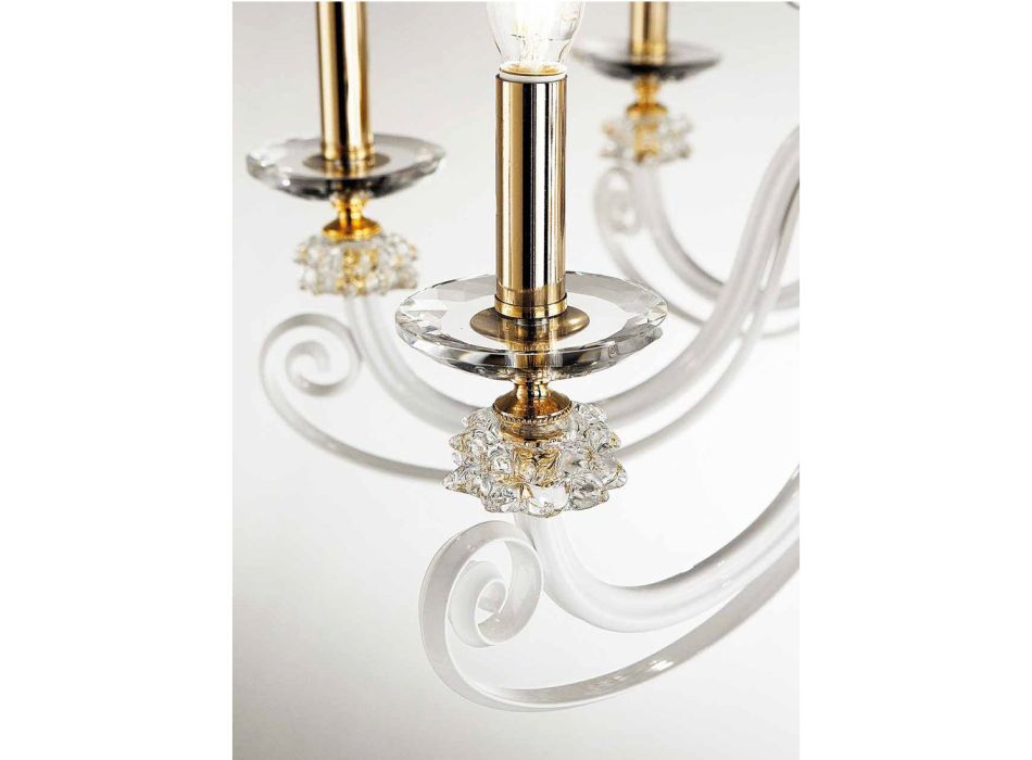 Araña de 6 luces en vidrio soplado y cristal de lujo clásico - Cassea viadurini