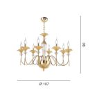 Araña clásica de 8 luces en vidrio, cristal y metal de lujo - Flanders viadurini