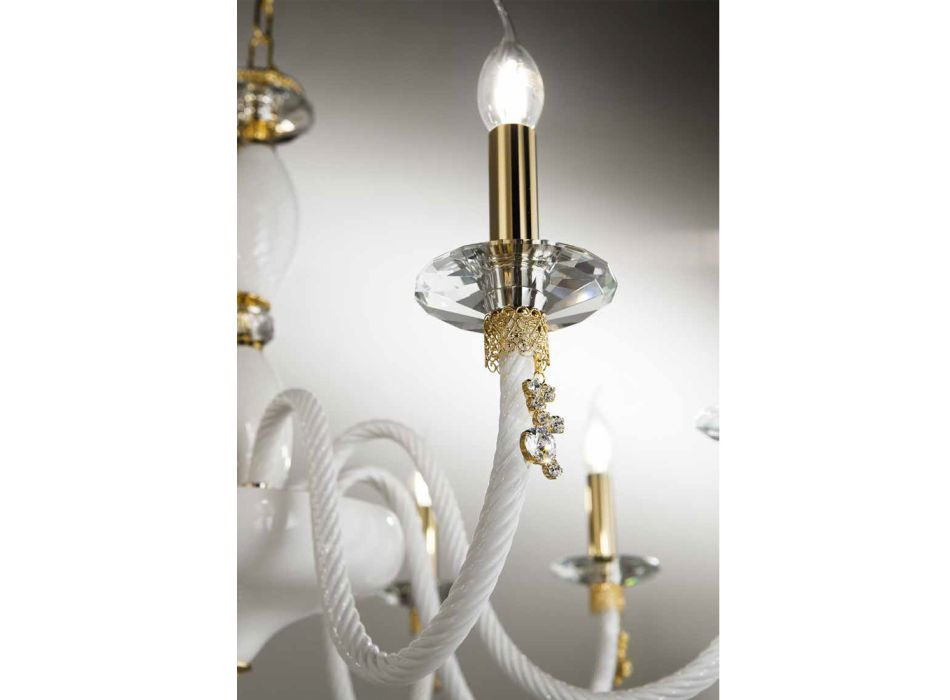 Araña clásica de 8 luces en vidrio soplado y detalles hechos a mano - Phaedra viadurini