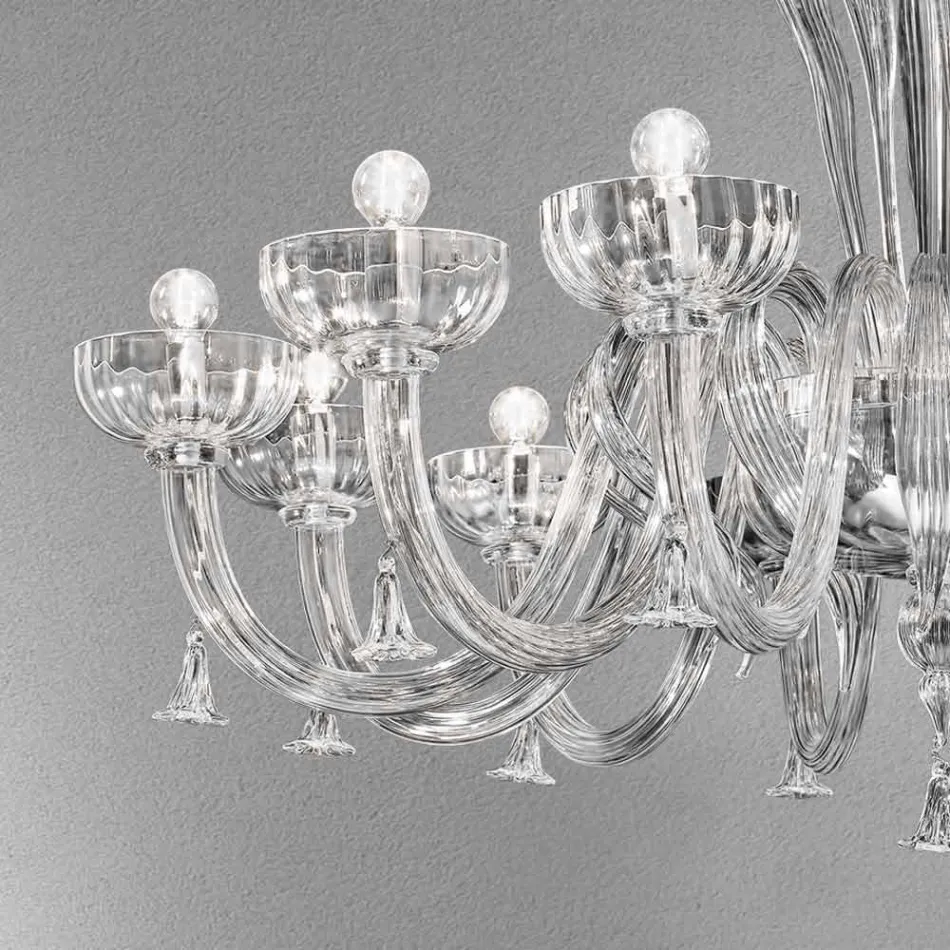 Lámpara de araña de cristal veneciano hecha a mano de 12 luces, Made in Italy - Regina viadurini