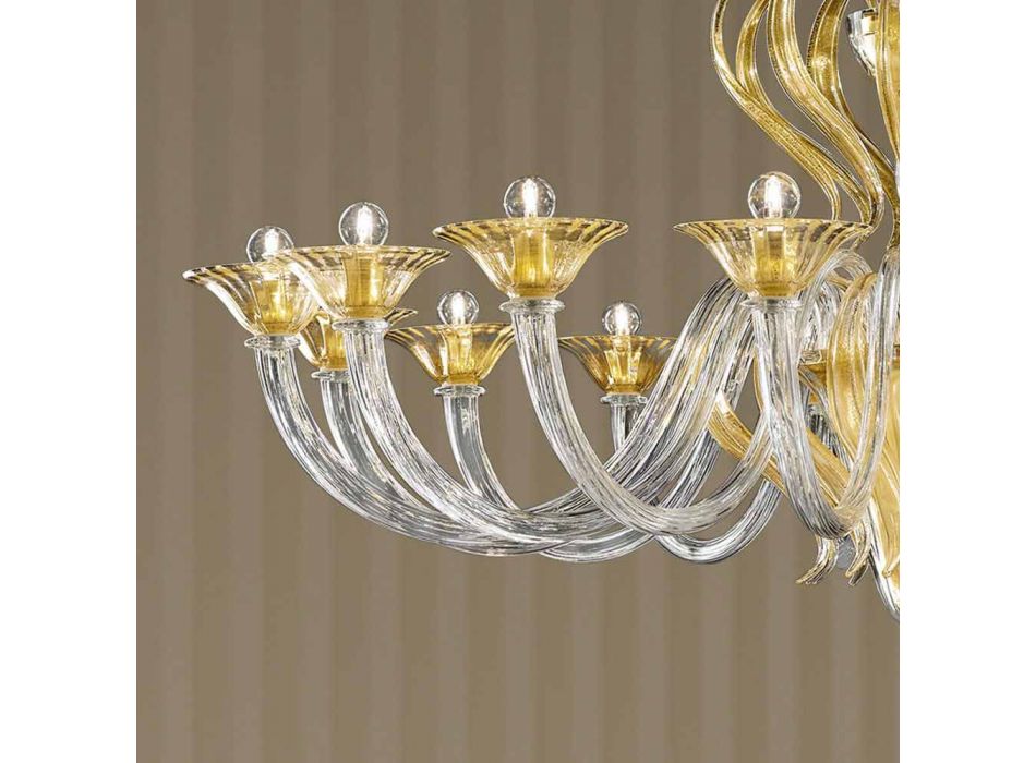Lámpara de araña de cristal veneciano hecha a mano con 16 luces, Made in Italy - Agustina viadurini