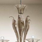 Araña artesanal de 6 luces de vidrio veneciano ahumado Made in Italy - Agustina viadurini