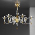 Candelabro de cristal veneciano de 6 luces hecho a mano, fabricado en Italia - Margherita
