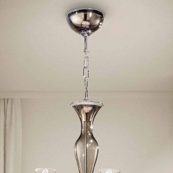 Araña artesanal de 8 luces de vidrio veneciano ahumado Made in Italy - Vittoria