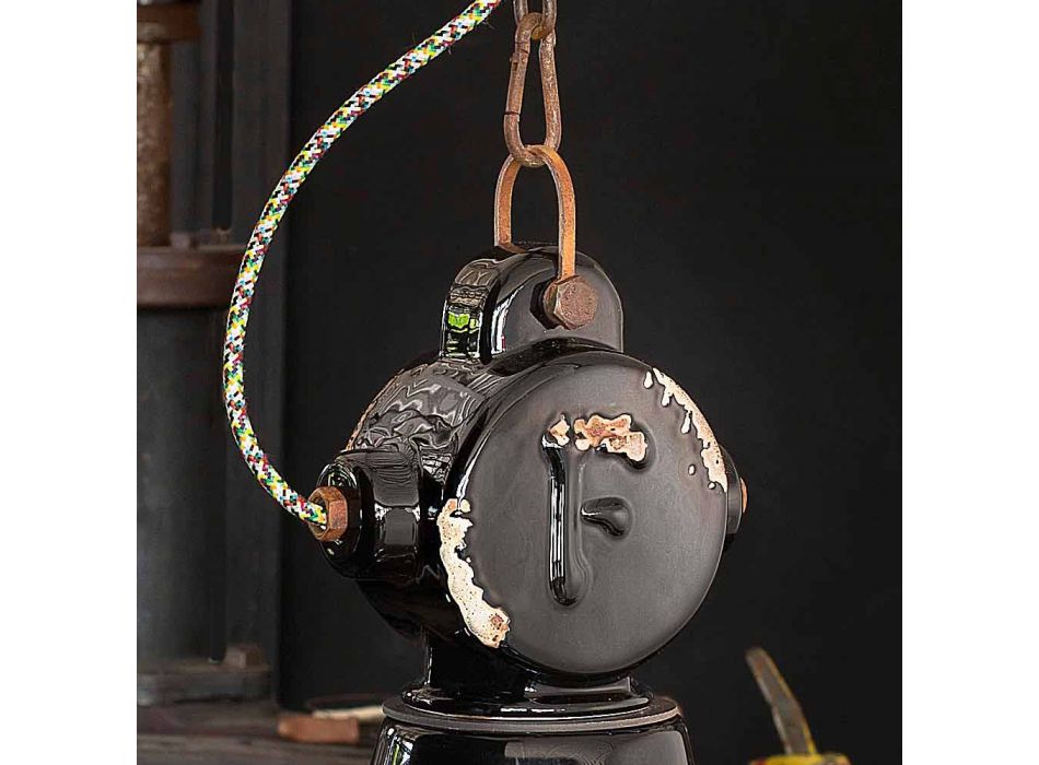 cerámica vendimia campana de la lámpara y el metal Angela Ferroluce viadurini