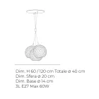 Lámpara de araña veneciana de tres luces con forma de ramo de cristal soplado, fabricada en Italia - Lucilla viadurini