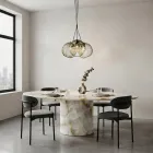 Lámpara de araña veneciana de tres luces con forma de ramo de cristal soplado, fabricada en Italia - Lucilla viadurini