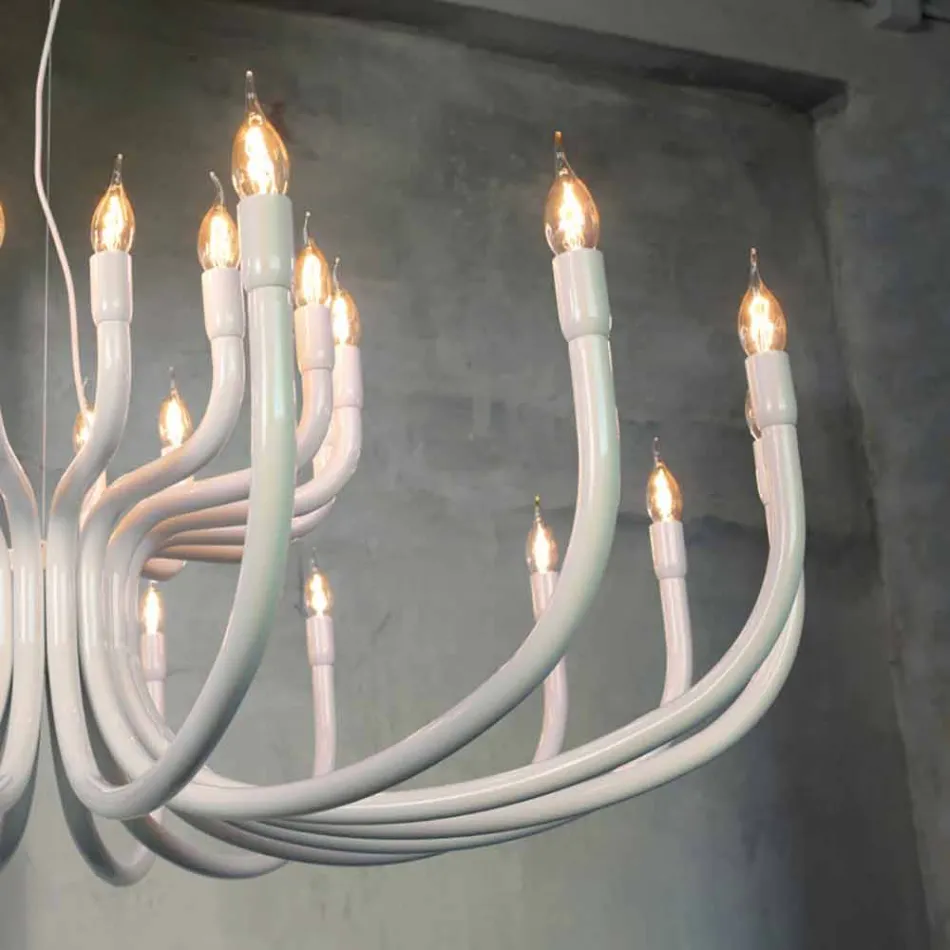 Araña de suspensión con 16 o 32 luces en aluminio blanco o negro - Alviso viadurini