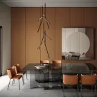 Araña de suspensión con roseta simple en madera Made in Italy - Orlov viadurini