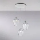 Lámpara colgante de metal y vidrio negro de 3 luces Alnitak viadurini