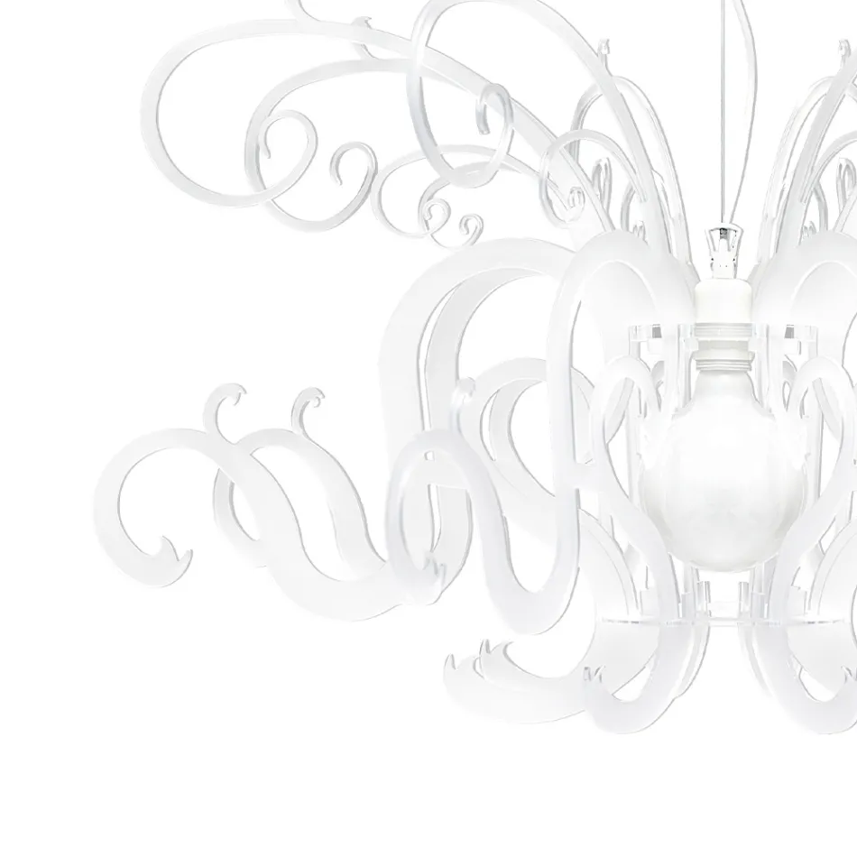 Lámpara de suspensión en diseño reciclable de plexiglás blanco - Sancho viadurini