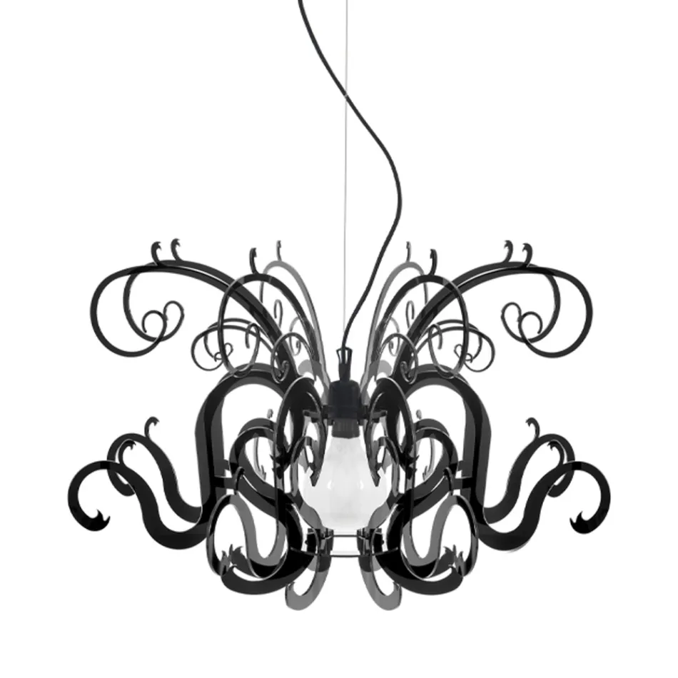 Lámpara de suspensión en plexiglás blanco o negro reciclable - Sancho viadurini