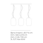 Lámpara de araña veneciana de tres luces con cristal soplado, fabricada en Italia - Soffio viadurini