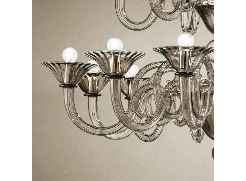Lámpara de araña artesanal con 18 luces de vidrio veneciano, Made in Italy - Margherita viadurini