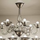 Lámpara de araña artesanal con 18 luces de vidrio veneciano, Made in Italy - Margherita viadurini