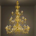 Araña artesanal con 28 luces en vidrio veneciano y oro Made in Italy - Regina viadurini