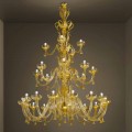 Araña artesanal de cristal veneciano y oro con 28 luces Made in Italy - Regina