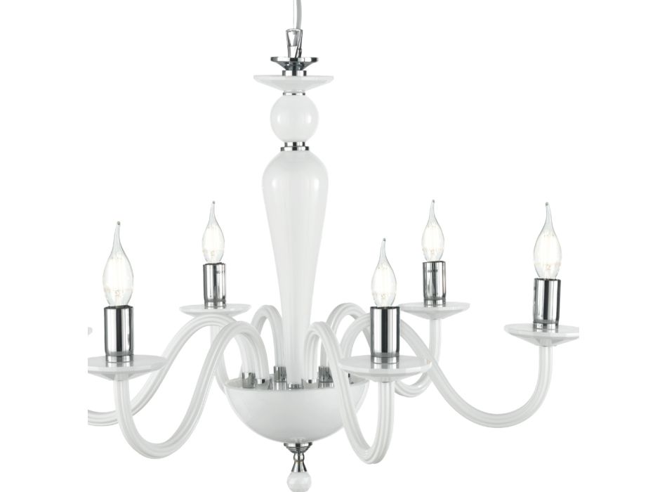 Lámpara de araña clásica de 6 luces en vidrio italiano hecho a mano y metal - Oliver viadurini