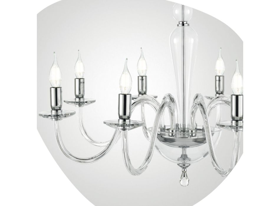 Araña clásica 8 luces en vidrio italiano hecho a mano y metal - Oliver viadurini