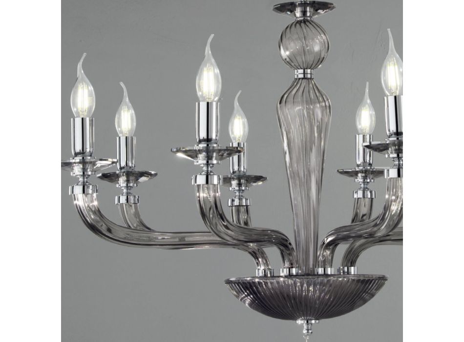 Araña clásica de 8 luces hecha a mano de vidrio Rigaton y metal - Fievole