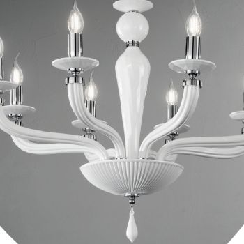 Araña clásica de 8 luces hecha a mano de vidrio Rigaton y metal - Fievole