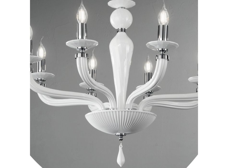 Araña clásica de 8 luces hecha a mano de vidrio Rigaton y metal - Fievole viadurini