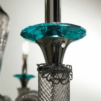 Araña clásica de 8 luces en vidrio y cristales artesanales - Magrena