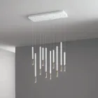 Lámpara de araña con 10 luces LED en metal pintado y cables ajustables - Alerce viadurini