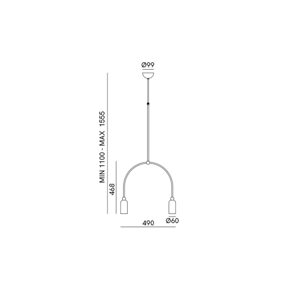 Araña de 2 Luces en Diferentes Acabados Made in Italy - Lady viadurini