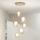 Lámpara de araña con 6 LED cubiertos por vidrio opcional y base en metal - Haya viadurini