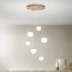 Lámpara de araña con 6 LED cubiertos por vidrio opcional y base en metal - Haya viadurini
