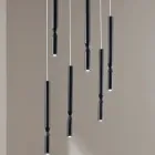 Lámpara de araña con 6 luces LED en metal pintado y cables ajustables - Alerce viadurini