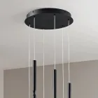 Lámpara de araña con 6 luces LED en metal pintado y cables ajustables - Alerce viadurini
