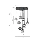 Araña de 8 LEDs en Metal Pintado Oro y Vidrio Soplado - Ailanto viadurini