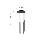 Lámpara de araña con 8 luces LED en metal pintado dorado y cables ajustables - Naranja viadurini