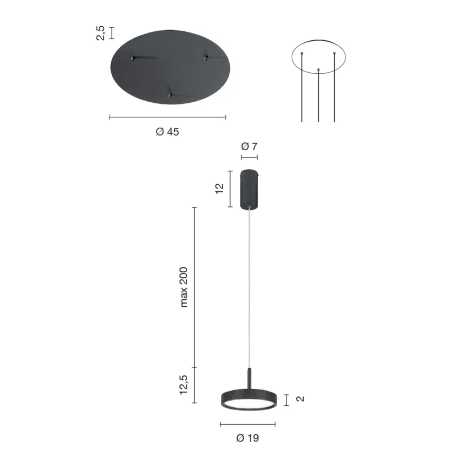 Araña con Base Redonda en Metal Pintado Dorado y Luz LED - Hornbeam viadurini