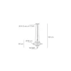 Lámpara de araña con cuerpo de cristal y 3 círculos de aluminio - Clara viadurini