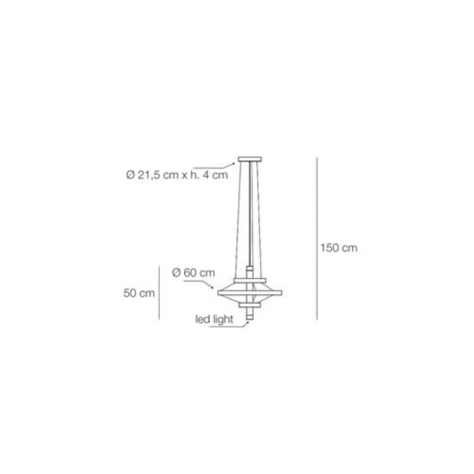 Lámpara de araña con cuerpo de cristal y 3 círculos de aluminio - Clara viadurini