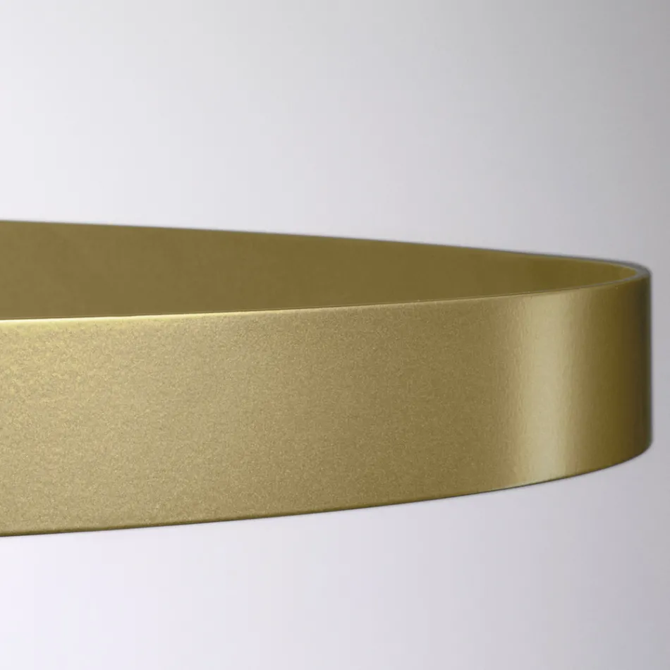 Lámpara de araña con cuerpo de cristal y 6 círculos de aluminio - Clara viadurini